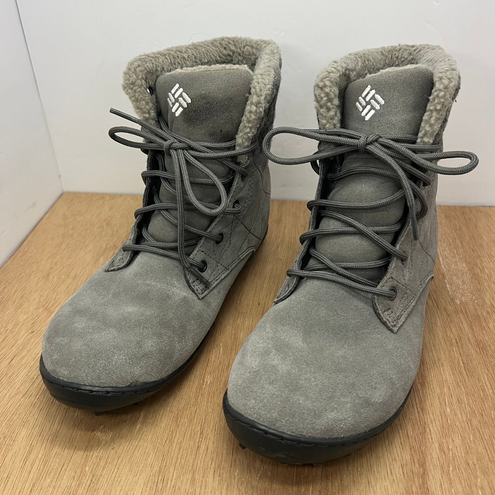 Columbia Power Summit Waterproof Faux Fur Boots Womens 7.5 Grey YL5385-052 Snow